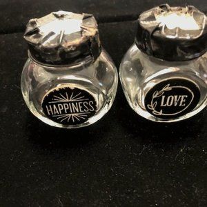 2 Love & Happiness Glass Jars